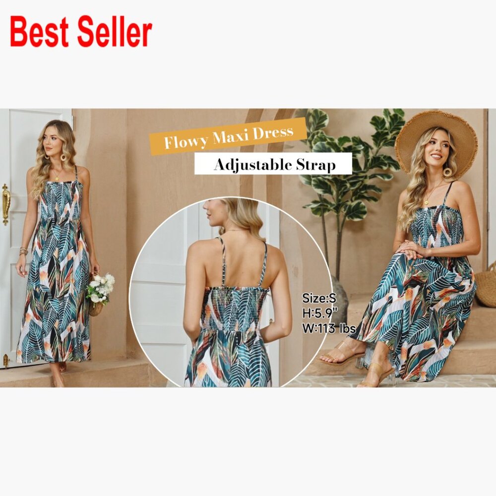 Polyester Spandex Spaghetti Strap Maxi Dress with… - image 6